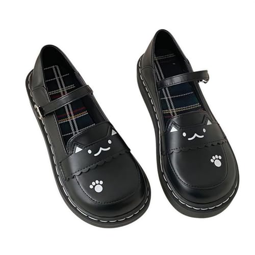 Ulalaza Escarpins Lolita para Mujer Zapatos Mary Jane en Cuero Nudo en dentella Botines Compensadas para Cosplay Estilo Mignon