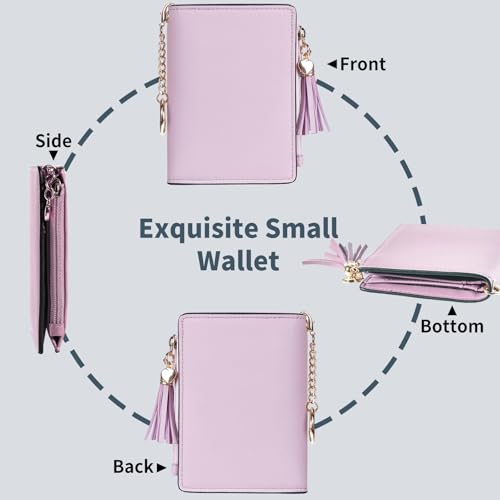 Image of Gostwo Small Wallets for Women, Stylish Womens Wallet with ID Window, Zippered Coin Pocket and Tassel. Cute RFID Wallet for Women, ideal for Teen Girls, Commuters, and Women for Daily Use
