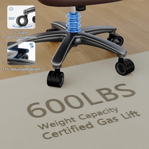 Image of Big and Tall Office Chair, Heavy Duty Desk Chair with 5D Arms, Adjustable Lumbar Support & Height, Tilt Function, PU Leather High Back Ergonomic Executive Computer Chair