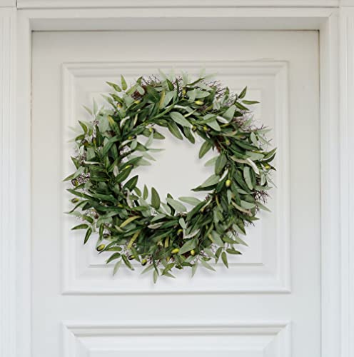 Softflame 24 Inch Artificial Wreath Green Leaves Wreath Olive Branch Greenery Wreath, Perfect For Home Office Indoor Decoration #TOP2