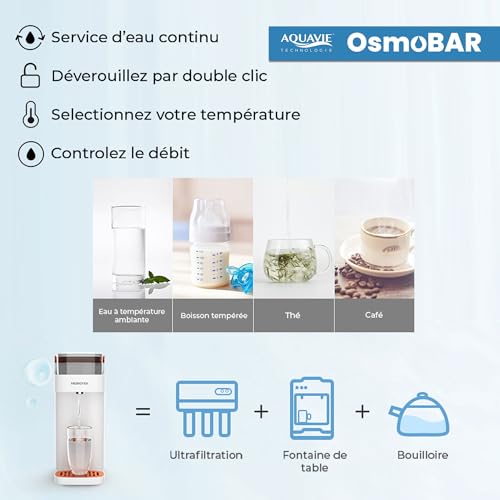 Fontaine à eau chaude OsmoBAR purificateur ultrafiltration contre goût chlore