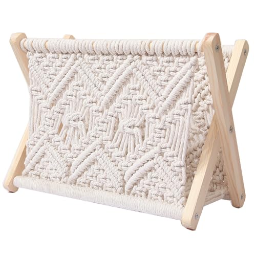 Revistero Tejido de cuerda de algodón Revistero de pie Cesta boho Cesta de libros para periódicos Revistas Libros Sala de estar Baño Oficina Cesta de libros Cesta boho Revistero de baño Revistero
