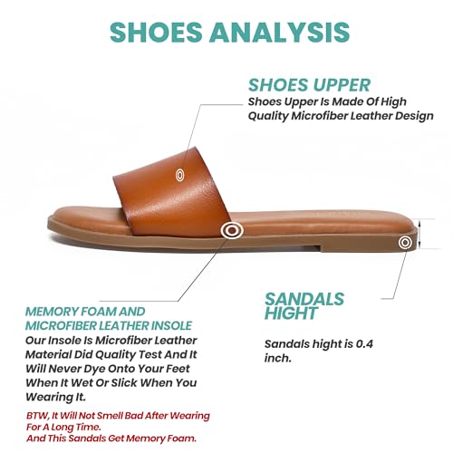 Image of NianEr Womens Microfiber Leather Memory Foam H Sandals Summer Shoes Slides | Flat, Comfortable, Slip On, Dressy, Dress, Beach, Vacation, Designer, Comfy, Casual, Bridal, Church, Boho, Office, Work