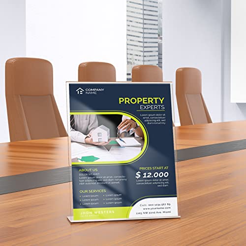 danoni Extra Durable Clear Acrylic Sign Holder - 6Pack 8.5x11'' Flyer Document Brochure Paper Display Holder with Vertical Slant Back for Office Desktop - Plastic Menu Stands for Restaurant Tabletop - Image 7