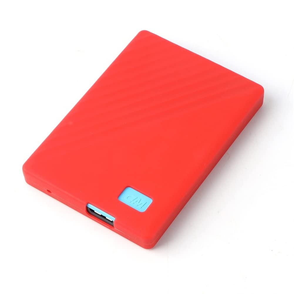 2 Pack Soft Liquid Silicone Protective Case Cover Sleeve Compatible with WD 4TB/5TB My Passport Portable External Hard Drive HDD, Shockproof dropproof Scratch Resistant Skin(red+Blue)