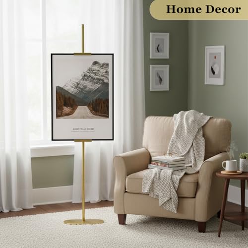 Easel Stand for Sign, Adjustable Display Stands for Frames up to 64", Gold Metal Floor Easels for Painting, Picture Frame Holder Easel for Art Signs Photos, Iron Easel with Base for Home Events by Ironlux - Used condition - Image 6