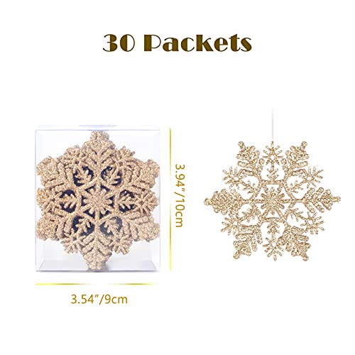 Copos de nieve Adornos de plástico brillante para decoración navideña 30ct 3