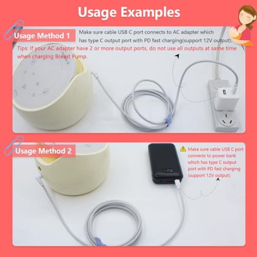 Cable cargador USB C para extractor de leche 12V miniatura 3