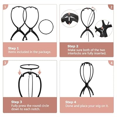 Dreamlover Wig Stand, Wig Head Stand, Wig Holder for Multiple Wigs, Black, 3 Pack