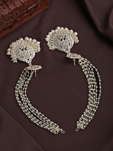 Image of Shining Diva Fashion Stylish Pearl Chain Traditional Jhumki Set Earrings for Women