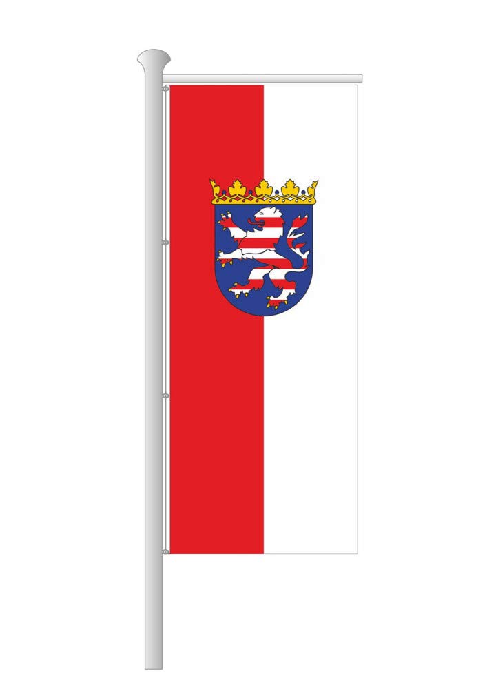 Deitert Bundesland-Flagge Hessen – 120x300 cm Hessen Flagge mit Wappen, Fahne für Ausleger aus reißfestem Polyester