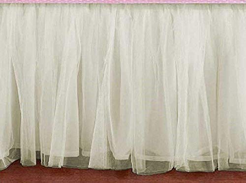 Cream Double Layer Ivory Tulle bedskirt Queen size 16 Inch Drop 3 sided