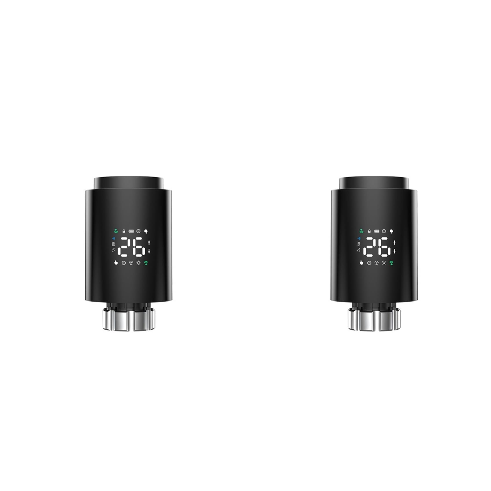Ctrlzs Black 2X Tuya Smart Zigbee Radiator Actuator Trv Programmable Thermostatic Radiator Valve App Remote
