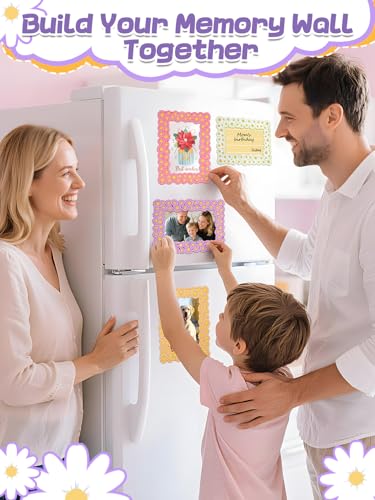 Image of 12Pcs Magnetic Picture Frames for 4 inchx6 inch Photo, Locker Accessories for Girls | 6 Colors, Cute Back to School Gifts, Classroom Decorations Supplies, Refrigerator Decor, Daisy