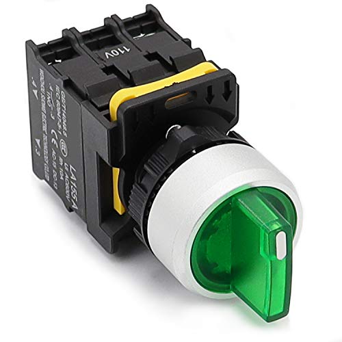 Mxuteuk Green Led Light Voltage 110V-220V 22Mm 2 No 3 Positions Waterproof Ip65 Momentary Rotary Selector Switch 10A 600V La155-A1-20Xsd/Ffu-G #TOP1