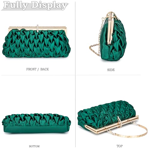 Image of Classic Satin Clutch Bag Diamante Embellished Formal Evening Handbag for Wedding Prom Party Purses