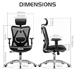 SIHOO M18 Ergonomic Office Chair, High Back Mesh Desk Chair with Adjustable Headrest & Lumbar Support, 330lbs Capacity Computer Chair with 2D Armrests & Wide Cushion, Tilt Lock, for Home Office-Black - Image 3
