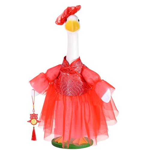 JcHrmers Chinese New Year Goose Outfit Qipao Goose Costume Fits 23 Cement Plastic Goose Statue Cheongsam Porch Geese Clothes for Outdoor Garden Lawn Patio Yard Decor (Skirt)