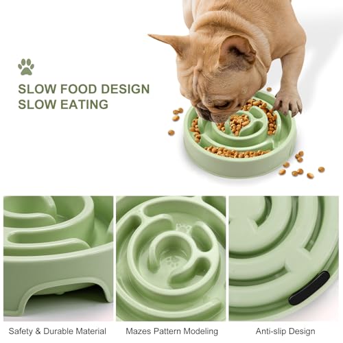 Slow Feeder Dog Bowls, Silicone Dog Bowl with Anti-Slip, Slow Feeder & Non-Slip Design, Boredom and Anxiety Reducer, Suitable for All Breed Dogs and Cat (Green) - Image 5