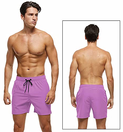 Image of Tyhengta Men's Swim Trunks Quick Dry Beach Shorts with Zipper Pockets and Mesh Lining