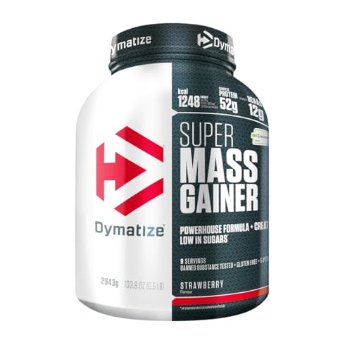 Dymatize Super Mass Gainer Strawberry 2943g - Weight-Gainer Pulver + Kohlenhydrate, BCAAs und Casein