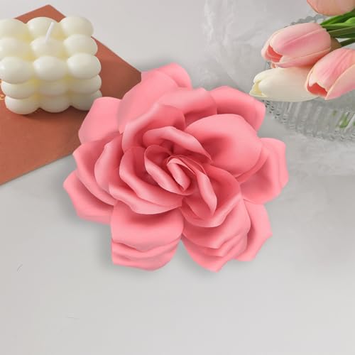 Image of Flower Brooch Pins for Women 5.5in Lapel Pins Large Rose Floral Brooches Dainty Satin Fabric Brooches Rose Flower Hair Clips Wedding Party Dance Clothes Accessories Jewelry