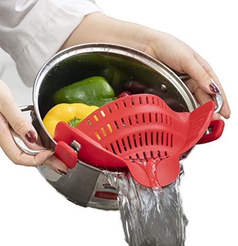 ZAIGON Passoire en silicone alimentaire Accessoires de cuisine- 100% sans BPA Passoire et égouttoir pour pâtes,fruits,légumes- Résistant au lave-vaisselle- Parfait pour les poêles, casseroles et bols
