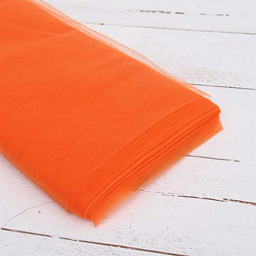 Image of Multi Purpose Solid Nylon Soft Net Combination Fabric - for Wedding, Parties, Costumes, and Decoration (32.8 x 4 Feet, Orange)