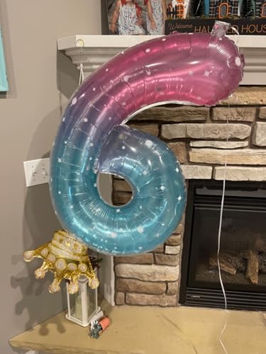 Image of 6 Balloon Numbers Birthday Decorations, 40In Pink Purple Blue Balloons | Eye-catching Appearance, Perfect Decorative Centerpieces, Convenient Self-sealing Structure, Widely for Various Occasions
