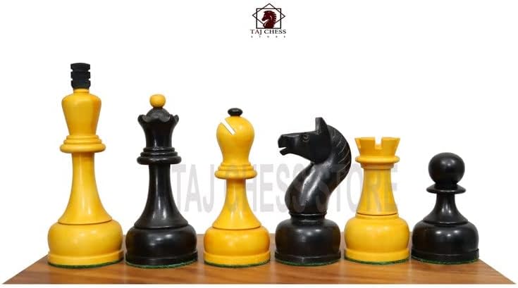Tal Soviet Grandmaster Antique Reproduction Chess Set | 1960's Soviet Tournament Weighted Chess Pieces | Antiqued Boxwood With 4 King