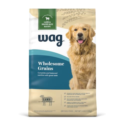 Image of Amazon Brand - Wag Dry Dog Food, Lamb and Brown Rice, 5 lb Bag