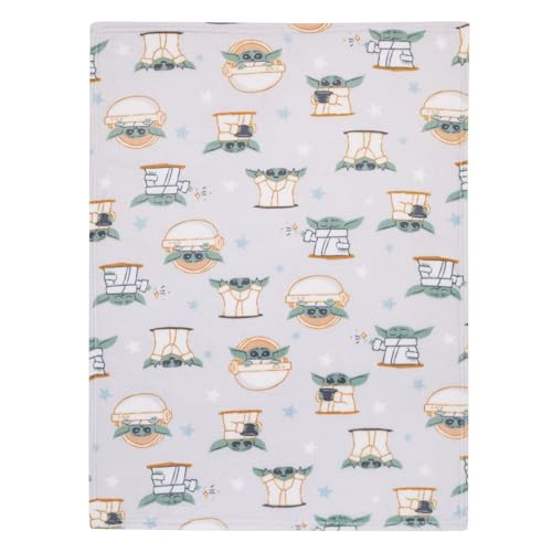 Star Wars Grogu Cutest in The Galaxy Cream, Green, and White Super Soft Baby Blanket
