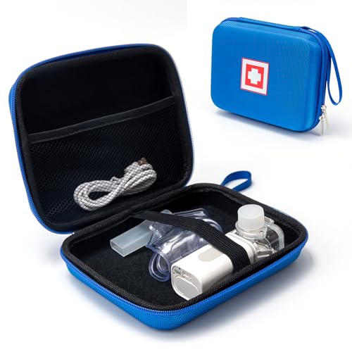 Image of Protective Carrying Case for Portable Nebulizer, Travel Medical Bag with Hard Shell for Inhaler Spacer, Masks, Asthma Accessories Emergency Medicine Storage Bag for Kids and Adults (Blue)