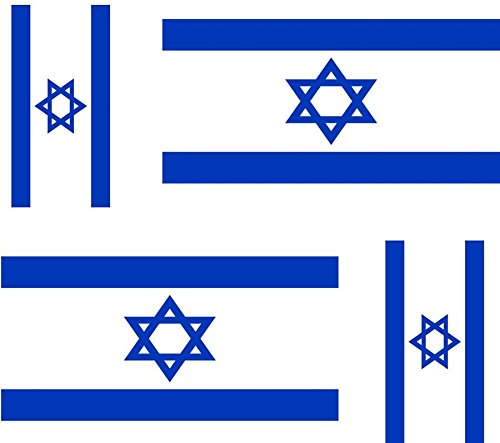 Akachafactory 4 x Autocollant Sticker Voiture Moto Valise pc Portable Drapeau Israel israelien