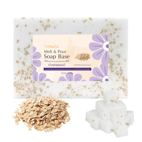 TinMeZor 10LB Oatmeal soap base for DIY Handmade Soap making with Oatmeal Milk Melt and Pour for Crafting and Making Vegan Easy to Cut