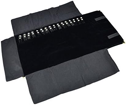 treachi Portable Jewelry Roll Metal Coner Bag Necklace Chain Braclet Black Velvet Travel Pouch