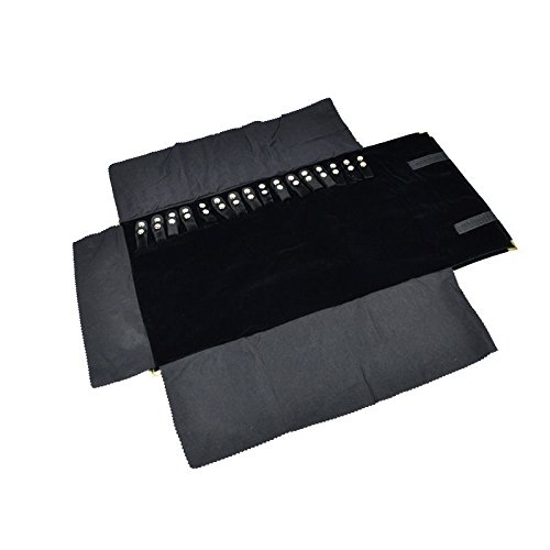 Treachi Portable Jewelry Roll Metal Coner Bag Necklace Chain Braclet Black Velvet Travel Pouch #TOP1