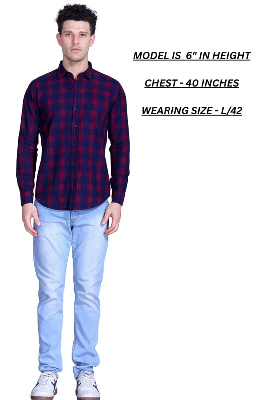 Image of SANE ORIGINALS Ingdigo Washed Checks Pure Cotton Shirt for Men