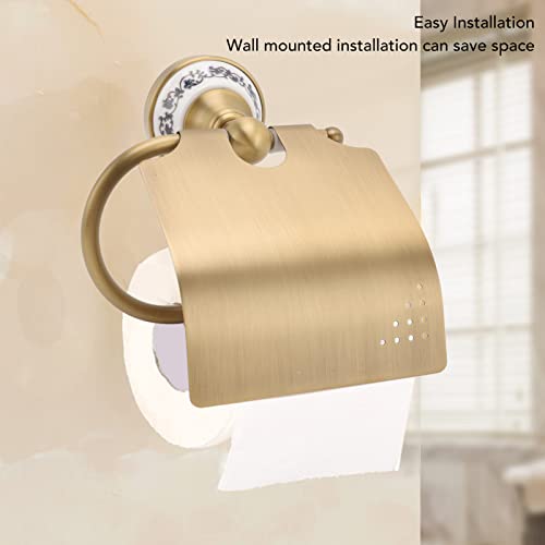 Paper Towel Holder, Toilet Paper Holder Wall Mount Toilet Paper Roll Holder with Cover Brass Bathroom Toilet Paper Holder for Home - Image 4