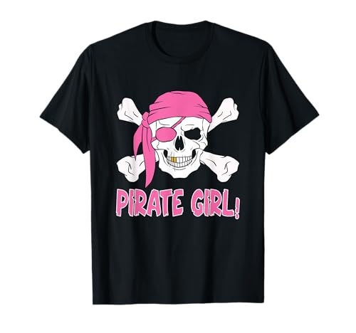Funny Pirate Girl Costume Kids Cute Pirata Chica Camiseta Black Size S