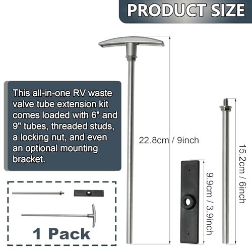 Image of 1 Pack RV Waste Valve Handle Replacement Universal Fit RV Waste Valve Tube Extension Kit RV Dump Valve Handle Replacement Set