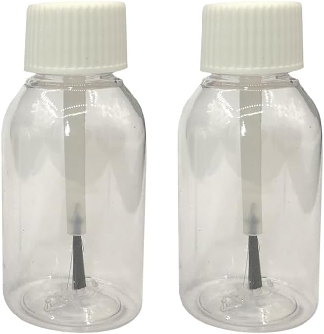 10 Pcs 30 ml Plastic Brush Applicator Cap Bottle Paint Touch up Bottles Container Empty Nail Polish Container Art Glue Bottle with Brush White