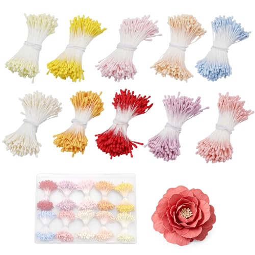 2000 Pcs Flower Stamens 2mm Stamens for Flower Making Double Heads Artificial Flowers Stamen Artificial Flower Stamen for Crafts Handmade Artificial Pistil for Flower Making Supplies Crafts