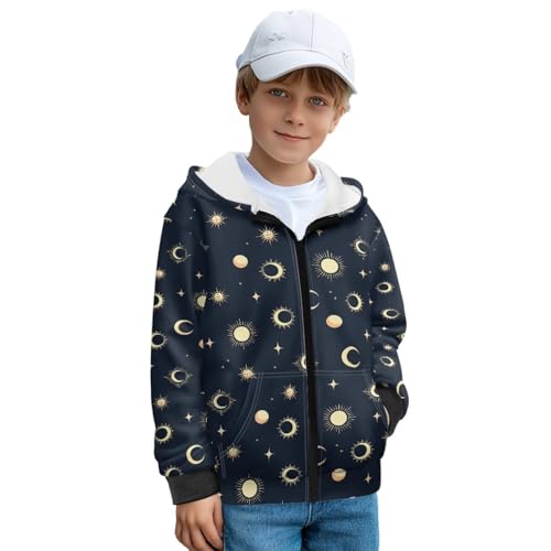 Unisex Fleece Zipper Hoodies Long Sleeve Warm Pockets Sweatshirt for Boys Girls Trendy 3D Prints Coat Fall Winter2