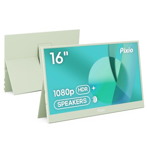 Image of Pixio PX160 Wave Mint Green Portable Monitor 15.6 inch 60Hz FHD 1080p IPS Panel HDR Screen Cover Stand USB-C HDMI Laptop Screen Extender Portable Monitor for Laptop, PC, Console, Phone