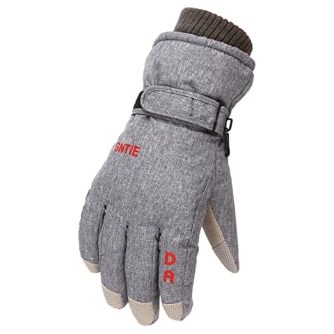 Winter Gloves Outdoor Adult Men Women Windproof Snowboarding Snow Skating Warm Solid Durable Warm Ski Gloves Gloves M350 (Grey, One Size) Cover