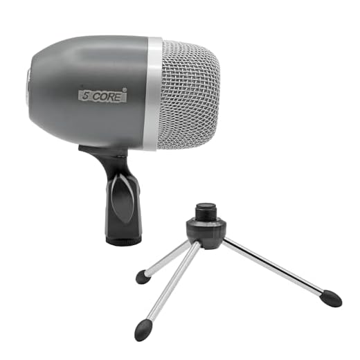 5 CORE Drum Mic High Sensitivity Snare Tom Instrument Microphone with Dynamic Moving Coil Uni-Directional Pick Up Pattern Swivel Mount Durable Steel Mesh Grille Tom MIC Grey