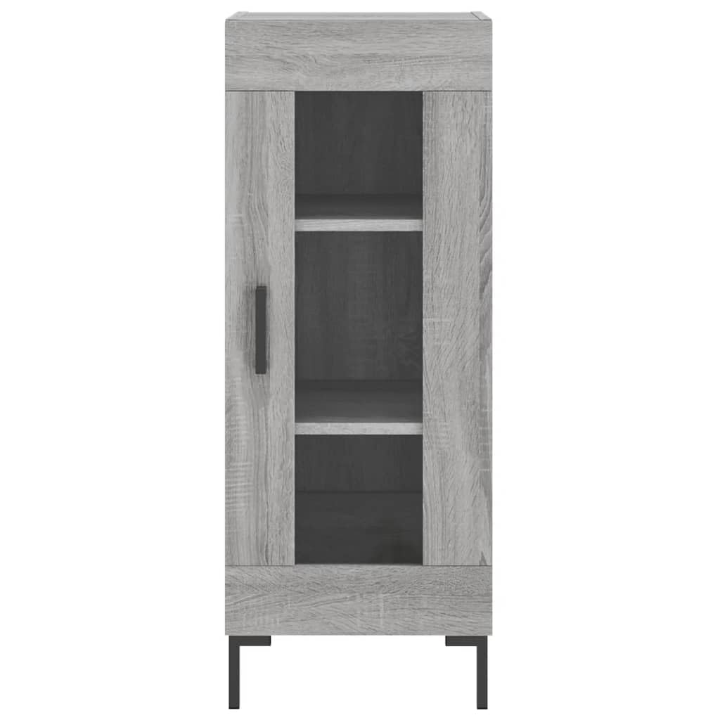 Wysoki kredens Sonoma szara sklejka wysoki kredens z metalowymi drzwiami i nogami do organizacji domu 34,5x34x180 cm