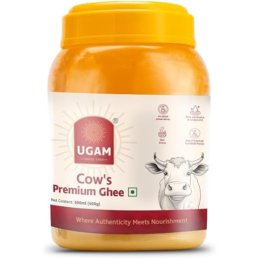 UGAM 100 Pure Cows Desi Ghee 1/2L Jar Natural Authentic Ta