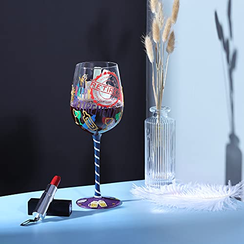 Nymphfable Hand-Painted Retirement Wine Glass Happy Retired Life Personalised Gift For Friend Family 15Oz #TOP2